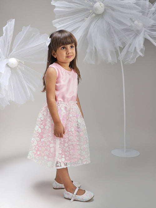 Girls Pink Satin Dress Premium Soft Fabric Party Wear