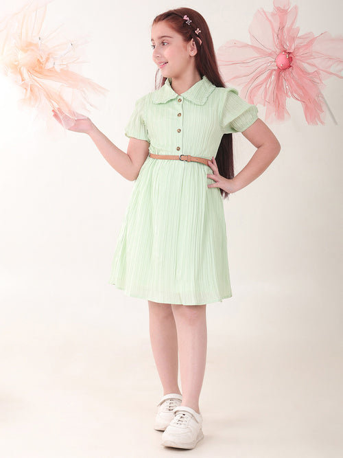 Girls Dresses Pista Half Sleeve Round