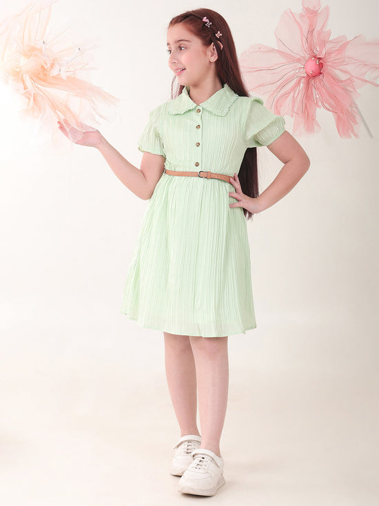 Girls Dresses Pista Half Sleeve Round