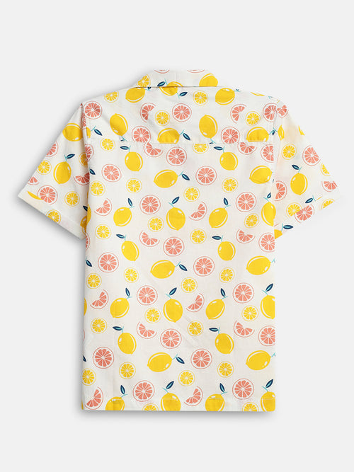 Boys Shirts White Printed Half Sleeve