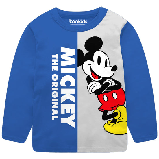 Mickey Blue/Grey full Sleeve Boys T-SHIRT