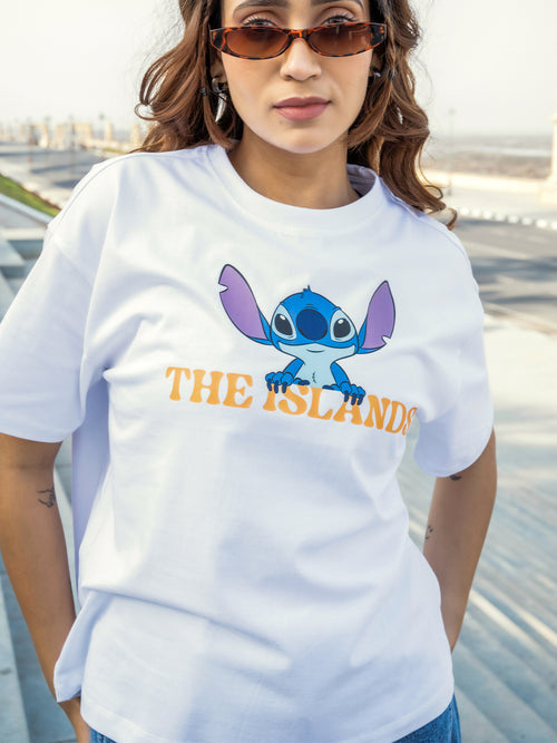 Women Stitch Oversize Front and Back print Tshirt BON12081