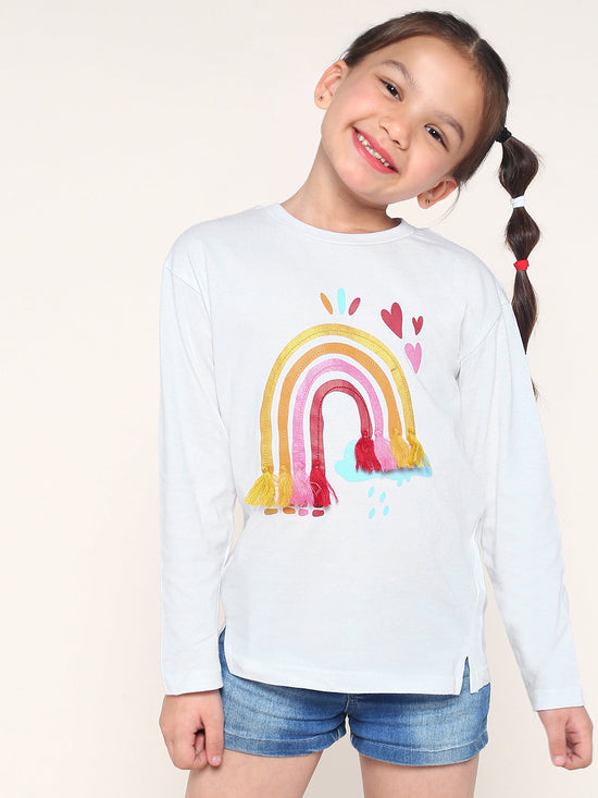 Girls Sequence Embroidery T-Shirt