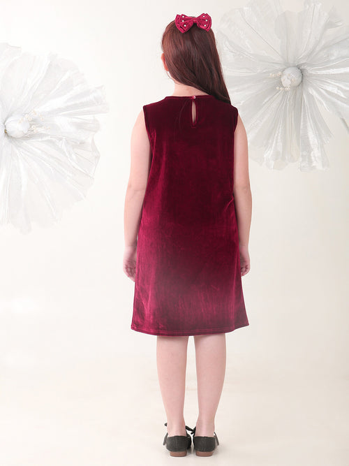 Girls Dresses Maroon Sleeveless Round
