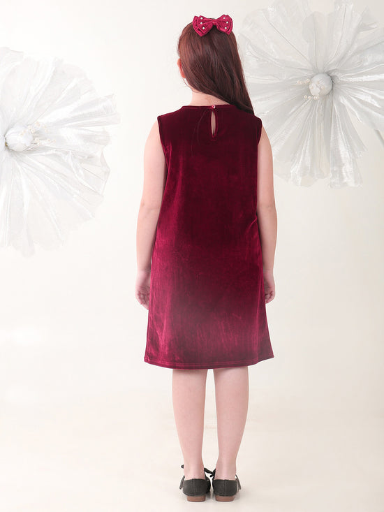 Girls Dresses Maroon Sleeveless Round
