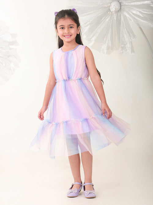 Girls Dresses Multicolor Sleeveless Round