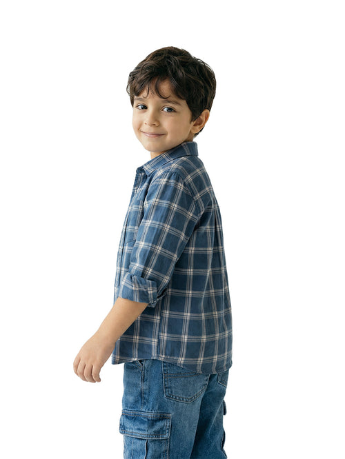 Boy's Shirts Blue Full sleeve Spread Collar