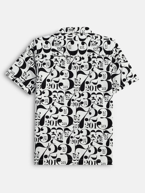 Boys Shirts White Printed Half Sleeve