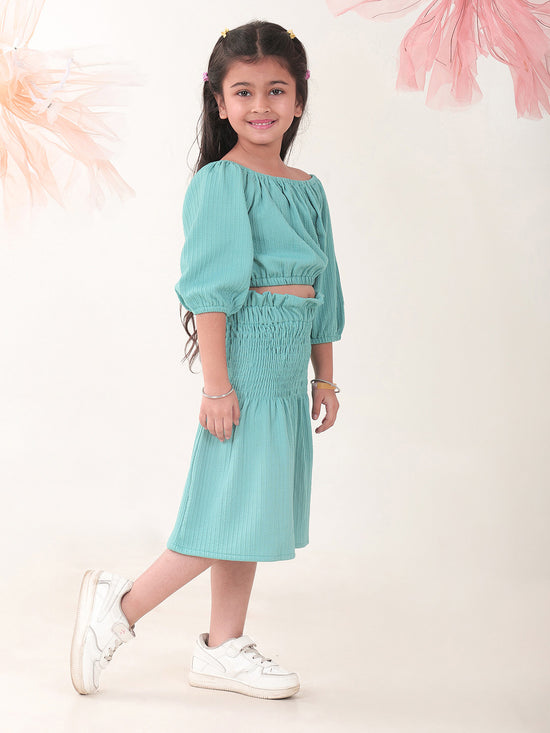 Girls Clothing Set Teal Half Sleeve Round