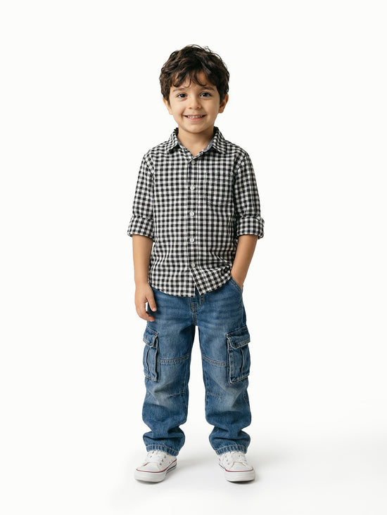 Boy's Shirts Black Full sleeve Spread Collar