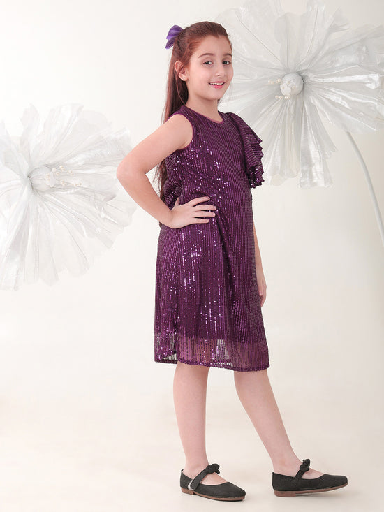 Girls Dresses Purple Sleeveless Round