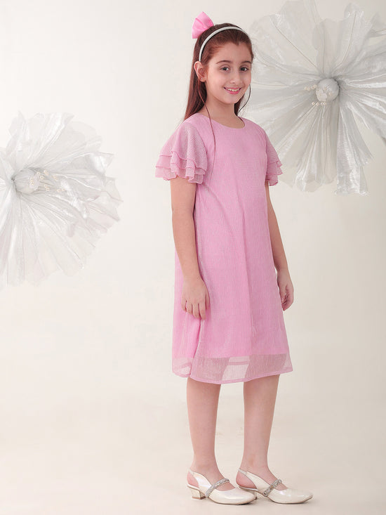 Girls Dresses Pink Sleeveless Round
