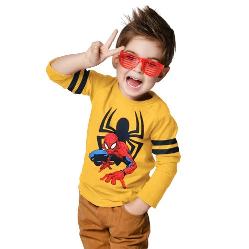 Spiderman Yellow Full Sleeve Boys T-SHIRT