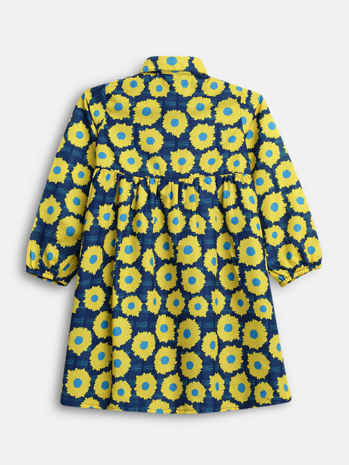 Girls Dress Yellow/Navy