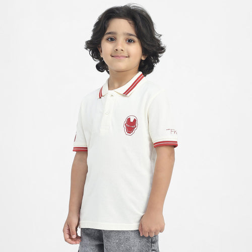 Iron Man Boys Polo Tees  | Off white