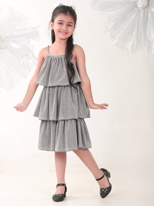 Girls Dresses Silver Sleeveless Round