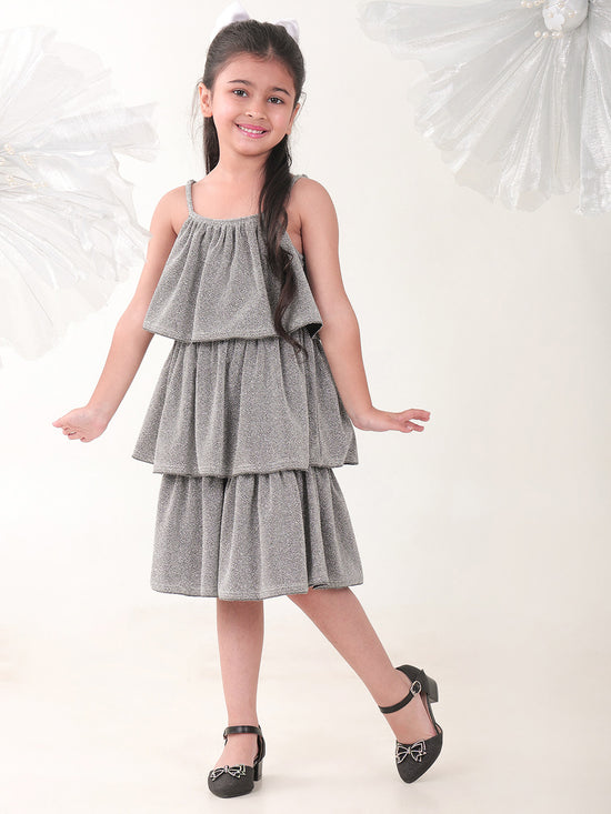 Girls Dresses Silver Sleeveless Round