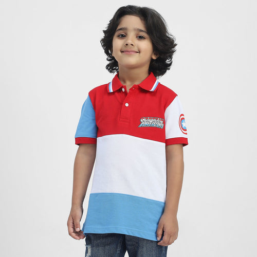 Captain America Boys Polo Tees  | Multi Color