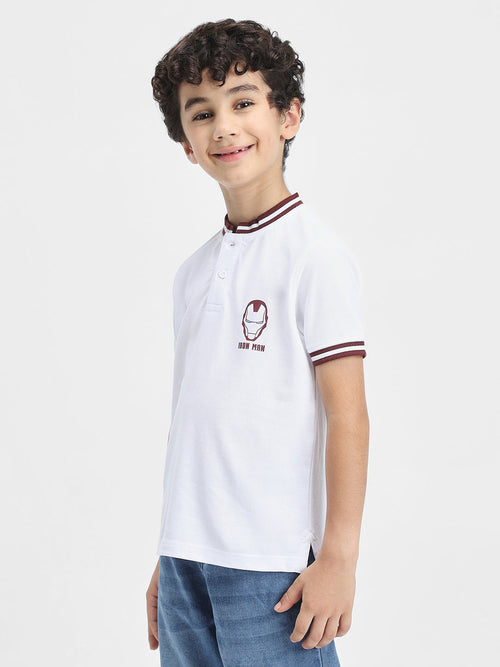 Iron Man Boys Polo Tees  | White