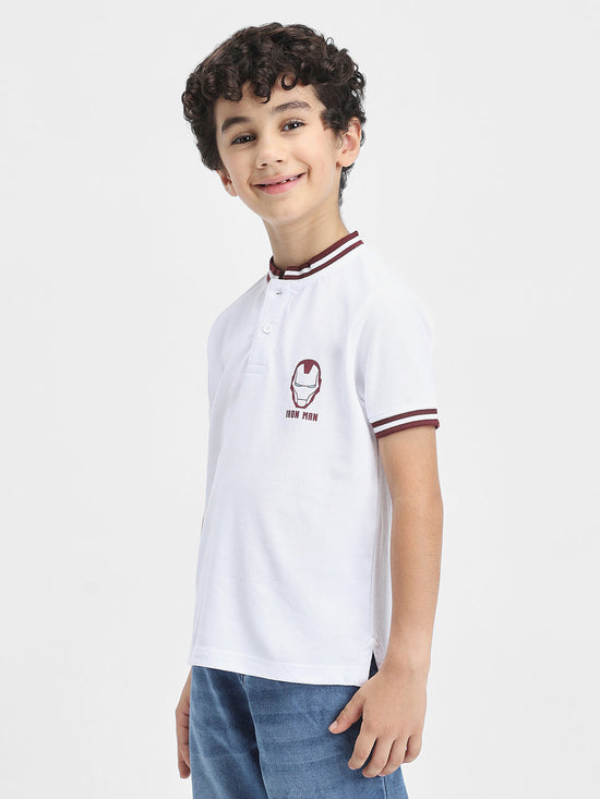 Iron Man Boys Polo Tees  | White