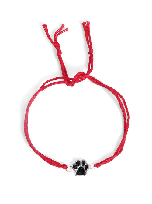 925 Silver-enamel paw print Rakhi for Kids