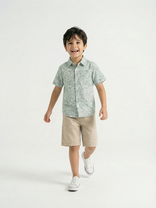 Boy's Shirts Multi Short Sleeve Spread Collar