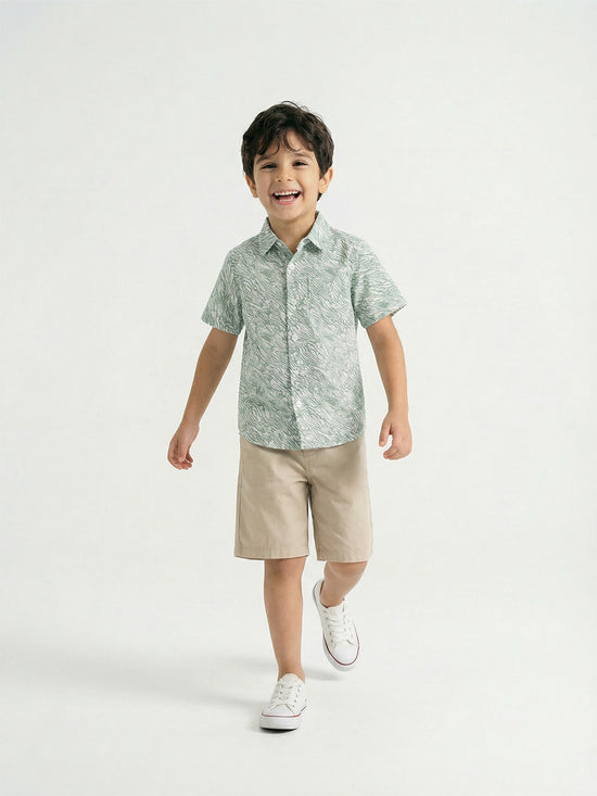 Boy's Shirts Multi Short Sleeve Spread Collar
