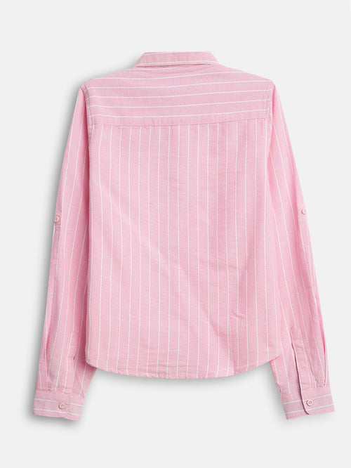 Boys Shirts Pink Striped Full Sleeve