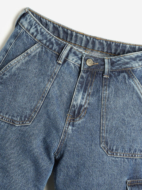 Girls Jean Clean Look Mid-Rise Heavy Fade Cotton Jeans