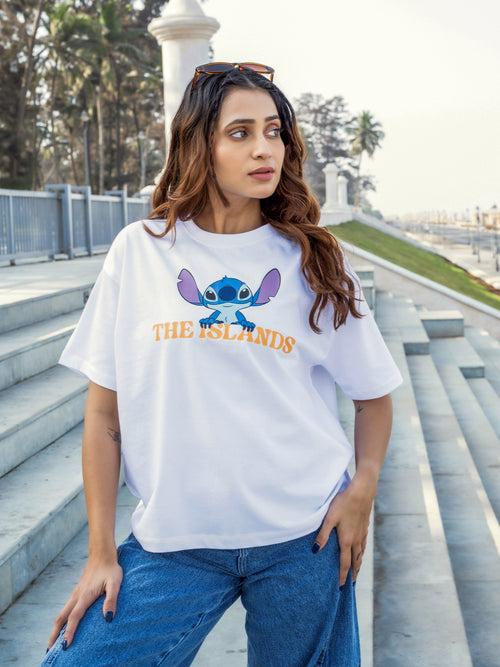 Women Stitch Oversize Front and Back print Tshirt BON12081