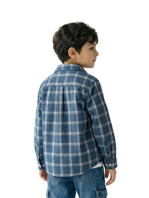 Boy's Shirts Blue Full sleeve Spread Collar