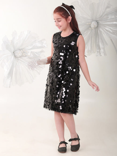 Girls Dresses Black Sleeveless Round
