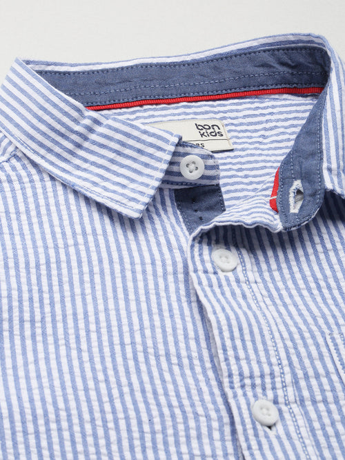 Boys Shirts Blue Stripes