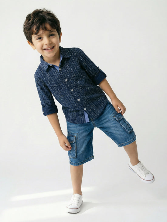 Boy's Shirts Blue Full sleeve Spread Collar