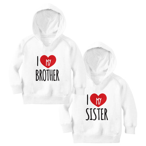 I Love My Brother/Sister Matching Hoodies