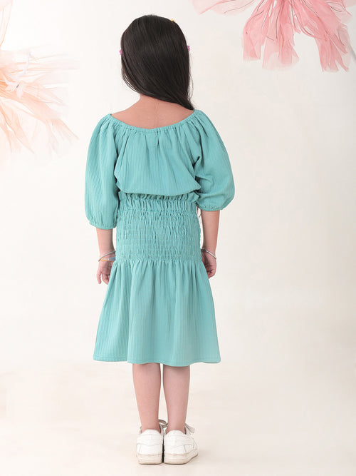 Girls Clothing Set Teal Half Sleeve Round