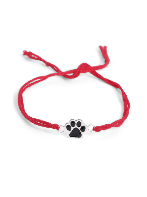 925 Silver-enamel paw print Rakhi for Kids