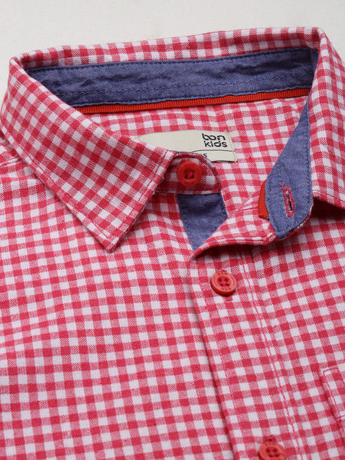 Boys Shirts Red Stipes Full Sleeve