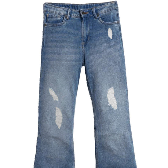 Girls Jean Straight Fit Mildly Distressed Light Fade Cotton Jeans