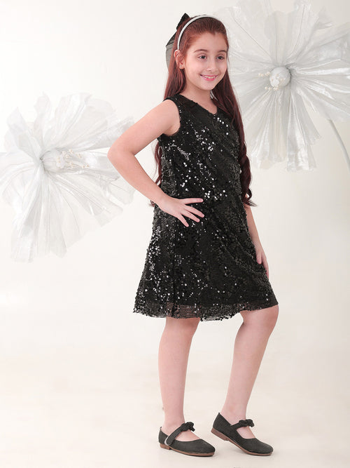 Girls Dresses Black Sleeveless Round