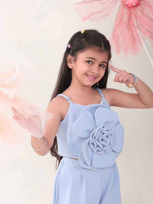 Girls Clothing Set Blue Sleeveless Round