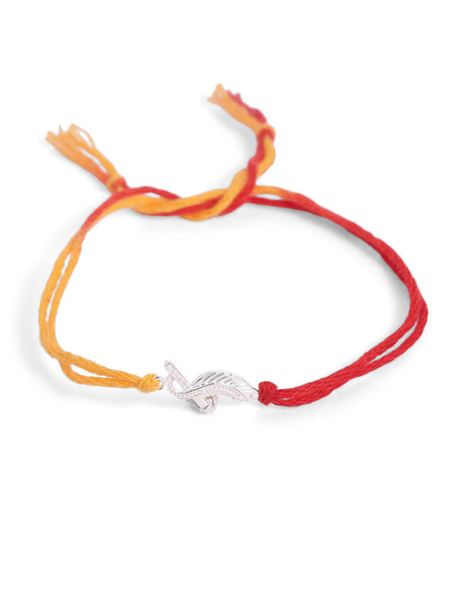 925 Silver-flute & peacock feather Rakhi for Kids