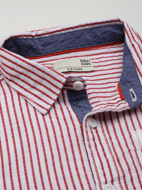 Boys Shirts Red Stripes