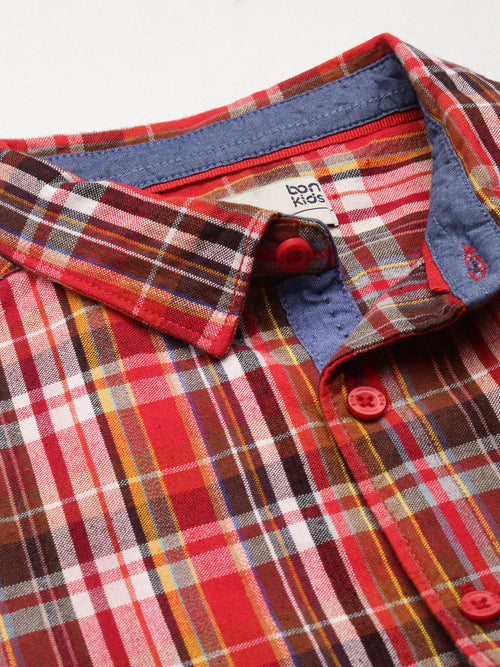 Boys Shirts Full Sleeve Red Checks