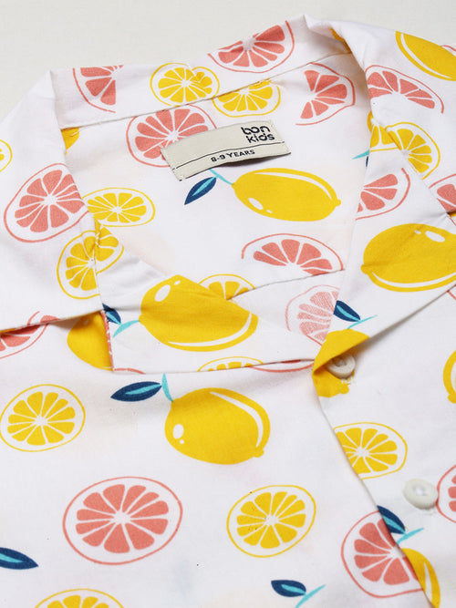 Boys Shirts White Printed Half Sleeve