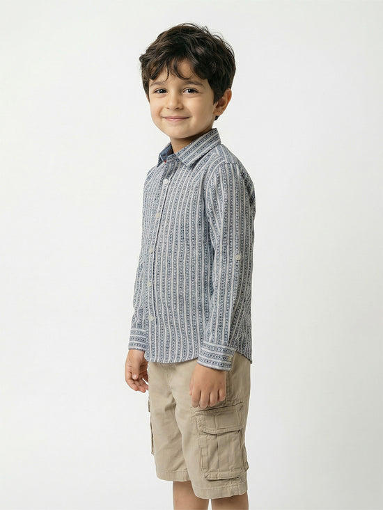 Boy's Shirts Blue Full sleeve Spread Collar
