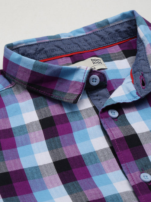 Boys Shirts Checks Blue Full Sleeve