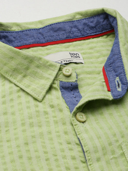 Boys Shirts Green Half Sleeve