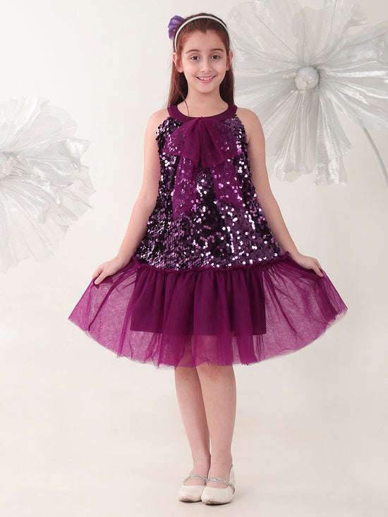 Girls Dresses Purple Sleeveless Round