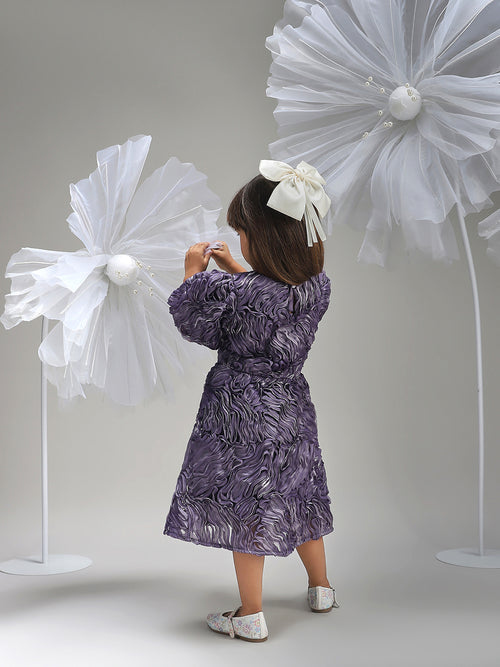 Girls Purple Polyester Dress Trendy and Comfortable Party Wear